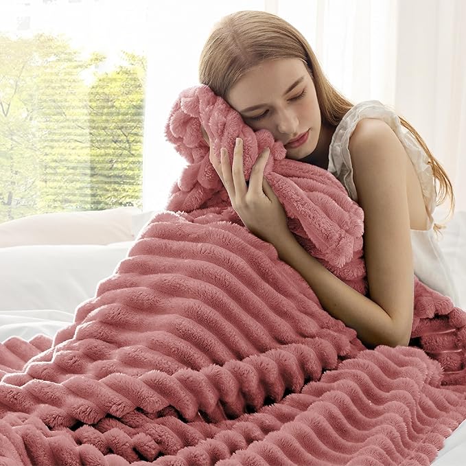Bedsure GentleSoft Brick Dust Fleece Throw Blanket for Couch - Cozy Soft Blankets for Women, Cute Small Throws for Girls, 50x60 Inches