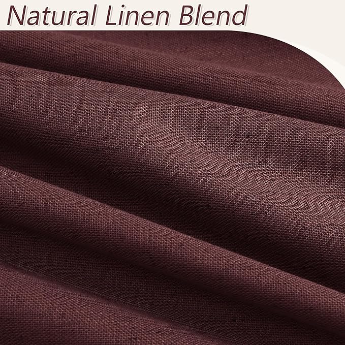 Guken 100% Blackout Curtains 96 Inch Length 2 Panels Set for Living Room Bedroom Back Tab Thermal Insulated Black Out Linen Drapes Room Darkening Reddish Brown,52x96