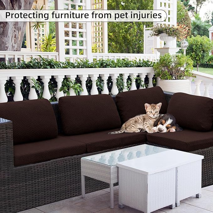 Outdoor Cushion Covers Set,12PCS Patio Furniture Couch Seat Slipcovers, Replacement for Sofa Sectional Chair(Cover，Only)