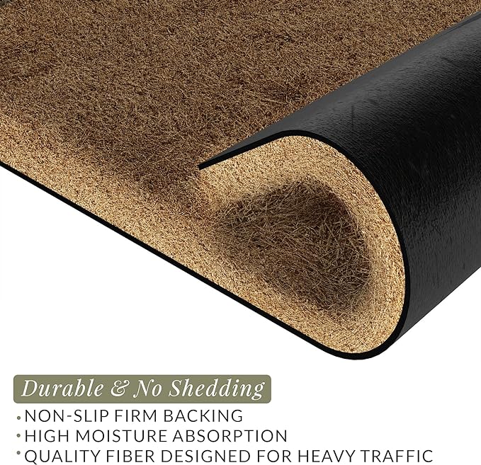 Barnyard Designs Doormat Welcome Mat for Outdoors, Large Front Door Entrance Mat, Brown (Home Sweet Home Script, 30x17)