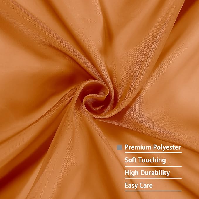 OWENIE Orange Sheer Curtains 96 Inch Length, Elegant Sheer Curtains for Bedroom, Window Voile Sheer Curtain Panels/Drapes/Treatment for Living Room, 2Pcs, Each 42" W x 96" L