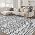 Nakagishi Area Rug Living Room Rugs: 7X9 Machine Washable Boho Large Neutral Farmhouse Stain Resistant Moroccan Indoor Floor Carpet for Bedroom Nursery Dorm Dining Room Home-White Black