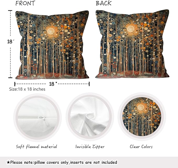 Rustic William Morris Inspired Autumn Forest Decor Throw Pillow Covers 18x18 Set of 2,Vintage Botanical Nature Decorative Throw Pillow Covers for Home Bedroom Living Room,Fall Home Room Decor