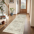 Runner Rug 2x6, Non Slip Washable Rugs for Laundry Room, Runners for Hallways, Low Pile Vintage Soft Rugs for Living Room, Kitchen Bathroom,Bedroom Rug(Brown/Beige,2'x6')