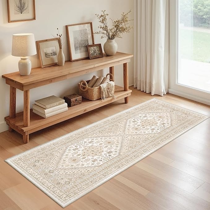 zesthome Runner Rug 2x5 - Stain Resistant Machine Washable Rug, Non Slip Vintage Hallway Runner Rugs, Low Pile Lightweight Runners for Kitchen, Entryway and Corridor