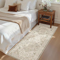 Madane Hallway Runner Rug - 2x5 Rug Runner Washable Runner Rugs Non-Slip Low-Pile Kitchen Runner Rug Laundry Room Rug Throw Carpet for Entrance Bedroom Living Room (2'x5', Ivory/Brown)