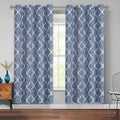 Beauoop 100% Blackout Curtains 72 Inches Long 2 Panels for Bedroom Living Room Blue Moroccan Geo Room Darkening Thermal Insulated Soundproof Grommet Top Window Treatments Drapes, 50x72 Set of 2