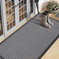 Smiry Front Door Mat Outside Entrance, Heavy Duty Natural Rubber Doormat, Non Slip, Trap Dirt and Moisture, Easy Clean, Low Profile Welcome Floor Mats for Indoor Outdoor Entry, 71x23 Inch, Mix Grey