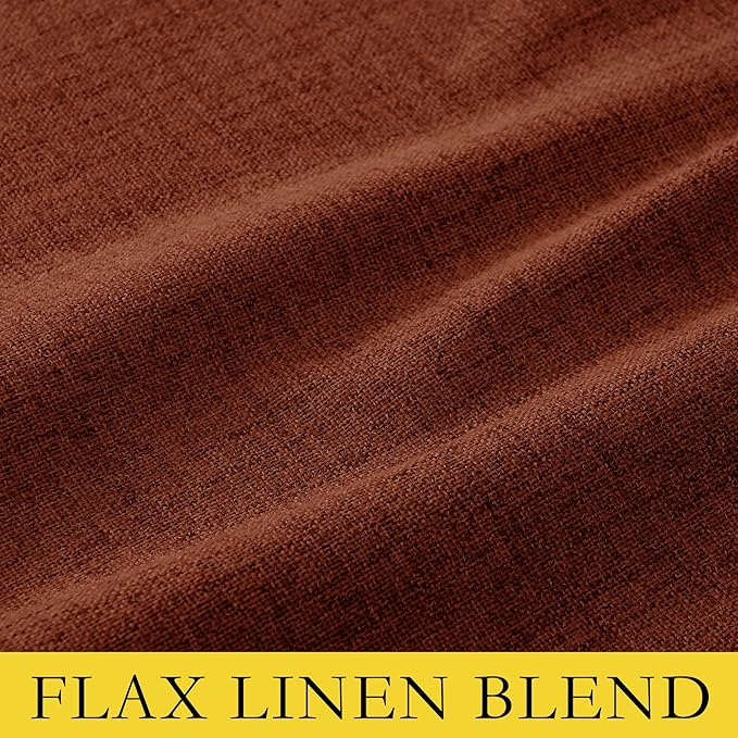 NICETOWN 100% Absolutely Blackout Linen Curtains with Thermal Insulated Liner, 62" Wide, 2 Panels, 95" Long Drapes, Grommet Retro Burnt Orange Linen Curtains Vertical Drapes Privacy for Bedroom