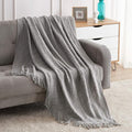 BOURINA Light Grey Throw Blanket 60x80 Inches Throw Textured Solid Soft Sofa Throw Couch Knitted Decorative Blanket