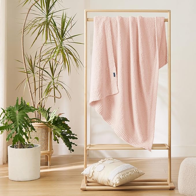 Bedsure Gentlesoft Cozy Knit Throw Blanket - Super Soft Fluffy Blanket for Couch, Bed, Sofa, Lightweight Warm All Season Plush Blankets, Mothers Day, Birthday Gifts for Her Him, Pink, 50x60 Inches