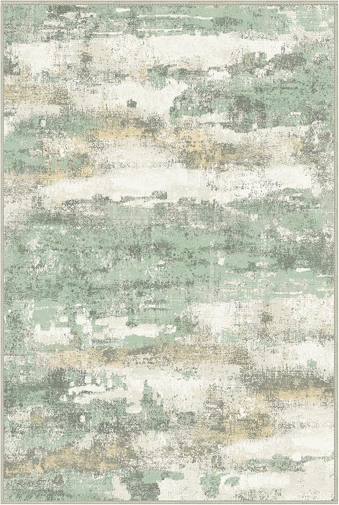 BEIMO 2x3 Rugs for Entryway Entrance Kitchen Bathroom, Machine Washable Modern Abstract Soft Area Rug, Low Pile Indoor Floor Carpet with Non Slip Backing, Light Green