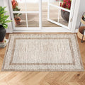 GarveeHome Modern Geometric Area Rug 2x3 Distressed Bordered Washable Non Slip Floor Small Carpet Non Shedding Thin Soft Low Pile Rug, Contemporary Brown Rug for Dining Room, Living Room