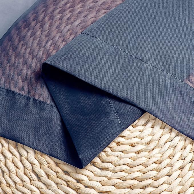OWENIE Navy Blue Sheer Kitchen Valance for Windows Set of 2, Small Modern Rod Pocket Voile Valance Curtain Window Treatment Decor for Living Room Bathroom Cafe Laundry Basement, 42" W x 14" L