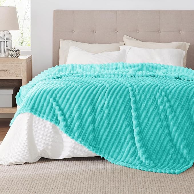 Bedsure GentleSoft Blue California King Size for Bed - Cozy Soft Blankets for Women, Cute Small Fleece Throws for Girls, Birthday Gifts for Women, Blue Fog, 102x96 Inches