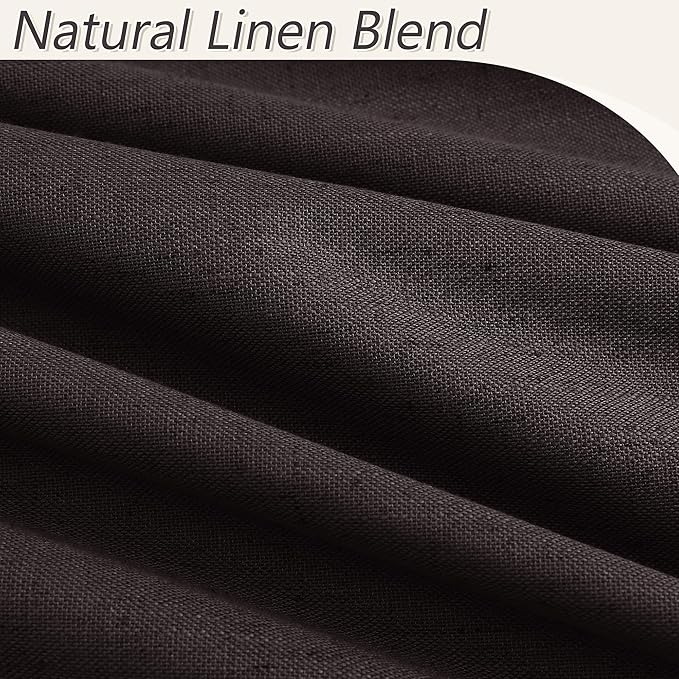 Guken 100% Blackout Curtains 102 Inch Length 2 Panels Set for Living Room Bedroom Back Tab Thermal Insulated Black Out Linen Drapes Room Darkening Cocoa Coffee,52x102