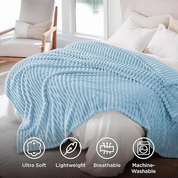 Bedsure GentleSoft Blue California King Size Blanket for Couch - Cozy Soft Blankets for Women, Cute Small Fleece Throws for Girls, Birthday Gifts for Women, Light Blue, 102x96 Inches