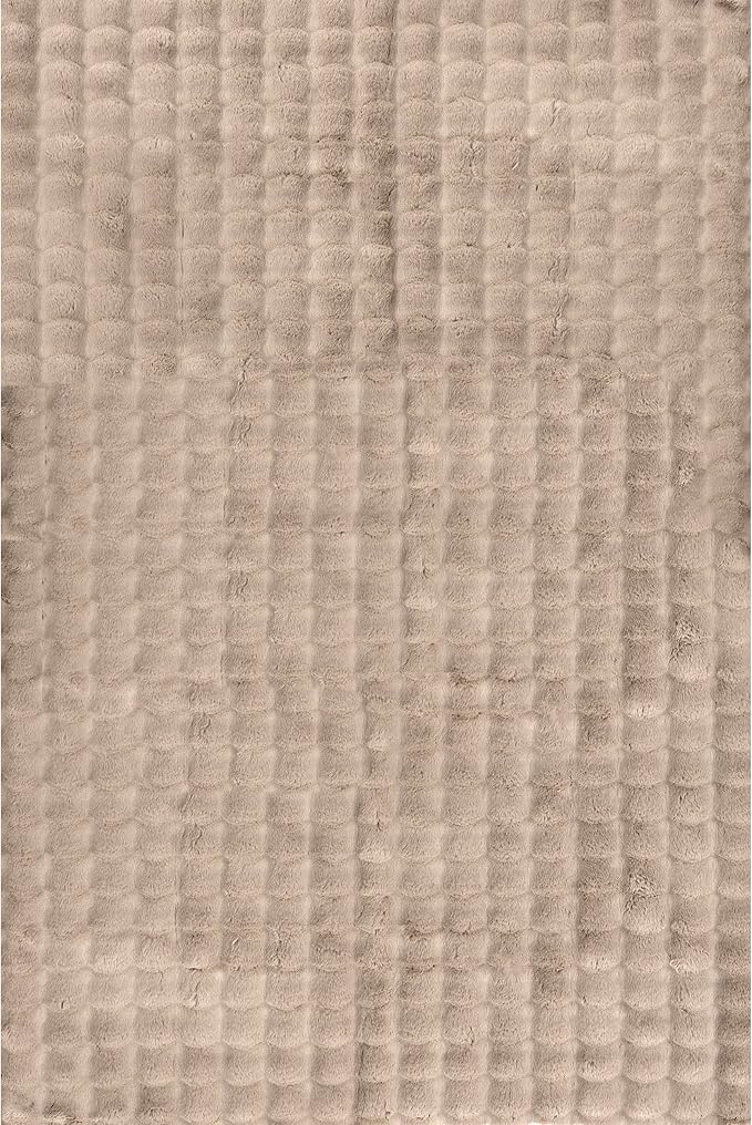 Nuloom Jeni Taupe, 2' x 3', Solid Faux Rabbit, Fluffy and Cozy, High Traffic, Stain Resistant, Easy Clean, Durable Washable Area Rug for Bedroom, Living Room, Dining, Den, Foyer, Entryway