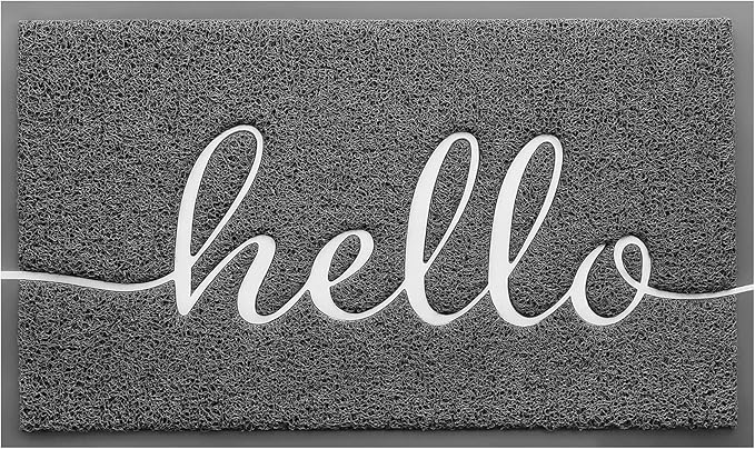 BeneathYourFeet Door Mat (36"x24",Dark Grey), Welcome Mat Low Profile Front Doormat Non Slip Mats for Entryway, Patio, High Traffic Areas