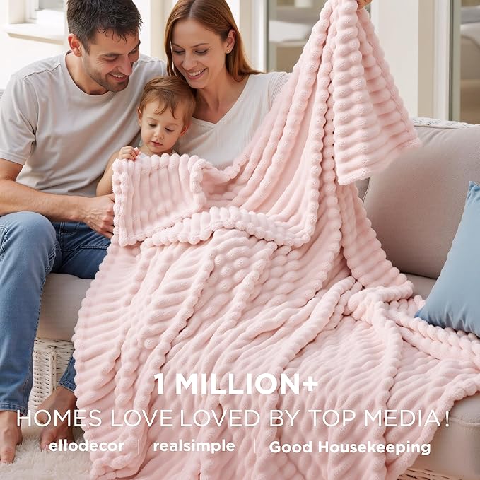 Bedsure GentleSoft Pink Throw Blanket for Couch - Cozy Soft Blankets Gifts for Women, Spring Cute Small Fleece Throws for Girls, Pink Decor for Home Room, Crystal Pink, 50x60 Inches