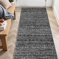 3x6 Washable Hallway Runner Rug - Moroccan Non-Slip Long Runners for Entryway Soft Modern Geometric Low-Pile Rugs for Kitchen Waterproof Neutral Carpet for Bedroom Bathroom Laundry 3x6 Black