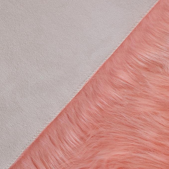 linmopm Faux Fur Rug Sheepskin Shag Fluffy Fuzzy 6x9 ft Pink Rugs for Bedroom Bedside Bed Floor Living Room Plush Rectangle High-Density Cushion Carpet Super Sofa Cover