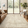 5x7 Area Rugs Brown Low Pile Indoor Washable Trendy Faded Style Floral Rugs for Bedroom Living Room Dining Room Foldable Non-Slip Thin Print Mat