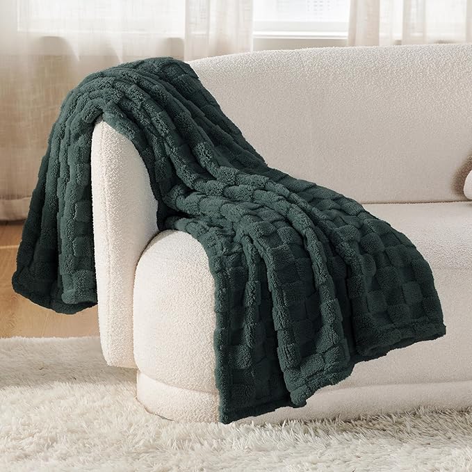 Bedsure GentleSoft Twin Blanket for Bed Dark Green - Super Soft Cozy Spring Blankets for Kids Girls, Cute Fuzzy Fleece Throws for Bedroom Couch, 60x80 Inches