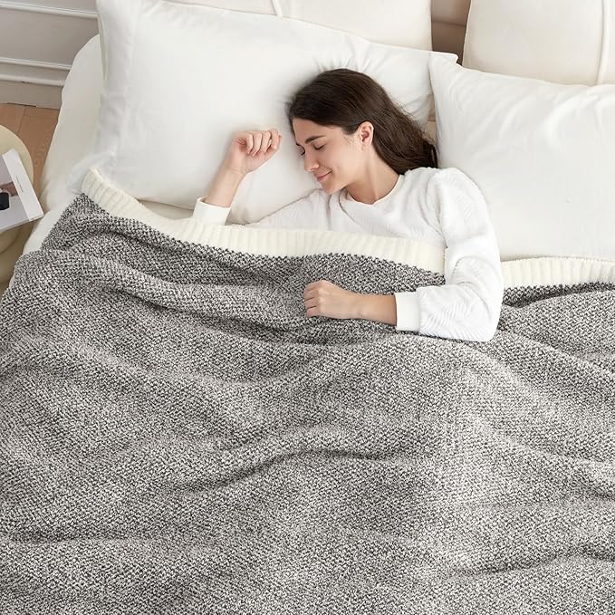 Snuggle Sac Ultra Soft Grey Bedding Blanket Twin XL, Warm Fluffy Microfiber Blankets for Bed, Living Room, Oversized Bed Blanket, Heather Dark Grey, 66x90 inches