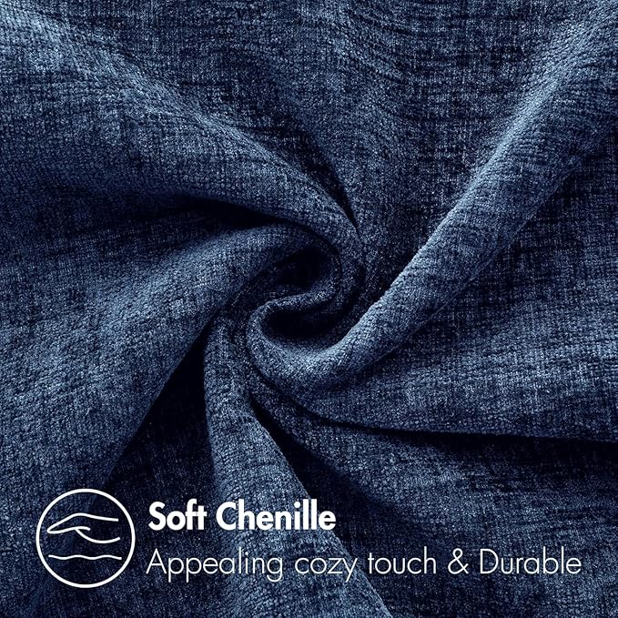 MIULEE Pack of 2 Couch Throw Pillow Covers 18x18 Inch Spring Soft Navy Chenille Pillow Covers for Sofa Living Room Solid Dyed Pillow Cases