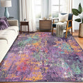 Washable Area Rugs 5'x8' Non-Slip Modern Abstract Soft for Living Room Entryway Bedroom Nursery, Print Pattern, Purple Orange Blue Green Rust Red Colorful