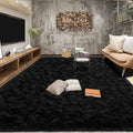Tepook Fluffy Large Rugs for Living Room, Shag Area Rug 6x9 Soft Carpet for Bedroom, Modern Shaggy Rug for Kids Boys Girls, Plush Indoor Nursery Home Decor Rug with Non-Slip Bottom, Black, 6 X 9 Feet