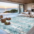 Area Rugs Living Room Rug - 5x7 Washable Modern Abstract Soft Neutral Non-Slip Carpet Large Indoor Floor Thin Carpets for Bedroom Dining Room Farmhouse Nursery Home Office Green