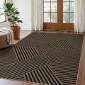 Lahome Enfys Modern Geometric Outdoor Easy Jute Rug, 5x7 Patio Living Room Rug Large Black Carpet for Bedroom, Farmhouse Washable Indoor Outdoor Carpet for Dining Room Backyard Deck