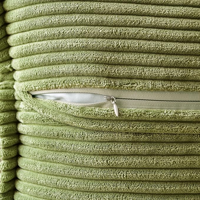 MIULEE Spring Decorative Lumbar Throw Pillow Covers for Couch Bed Livingroom 12x20 Inch Set of 2 Green Boho Accent Throw Pllows Broadside Striped Patchwork Soft Corduroy Summer Pillowcases