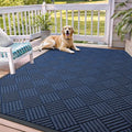 OLANLY Front Door Mat Outside Entrance 71x47, Absorbent, Heavy Duty Sturdy Natural Rubber Doormat Indoor Outdoor, Stain Fade Resistant, Non-Slip Low Profile Floor Mat for Entryway, Navy Blue Diamond