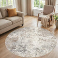 UERMEI 6ft Round Area Rug Living Room Rugs - 6x6 Washable Neutral Modern Abstract Soft Thin Rug Indoor Floor No Slip Rug Carpet for Bedroom Under Dining Table Home Office Decor - Brown Grey