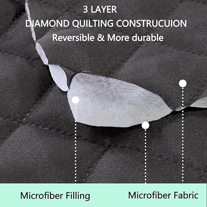 Recliner Chair Covers Reversible Sofa Cover Couch Cover for Pets Lazy Boy Furniture Protector(28''Recliner,Dark Grey/Dark Grey)