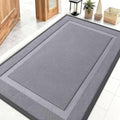 OLANLY Front Door Mat Indoor Outdoor Entrance, Waterproof All-Season, All-Weather Doormat, Sturdy Natural Rubber, Low Profile, Easy Clean Patio Porch Entryway Mat, 47x32, Classic Gray