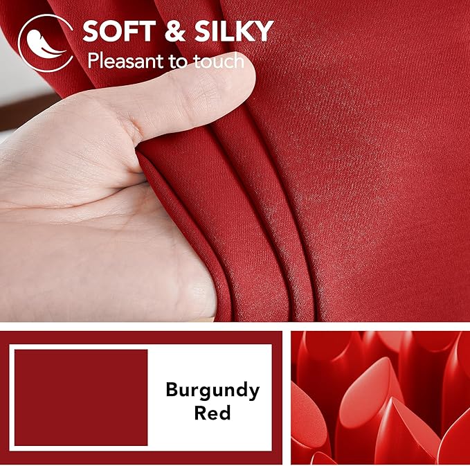 Deconovo Christmas Blackout Curtains, Thermal Insulated, W52 x L45 2 Panels, Back Tab, Machine Washable, Room-Darkening Drapes for Bedroom/Living Room Red