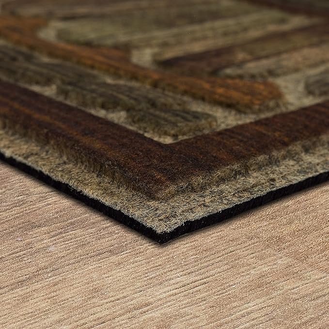 Mohawk Home Entryway Door Mat 2' x 3' All Weather Doormat Outdoor Non Slip Recycled Rubber, Boardwalk Path Chestnut