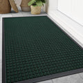 Smiry Front Door Mat Outside Entrance, Heavy Duty Natural Rubber Doormat, Non Slip, Trap Dirt and Moisture, Easy Clean, Low Profile Welcome Floor Mats for Indoor Outdoor Entry, 59x34 Inch, Black Green