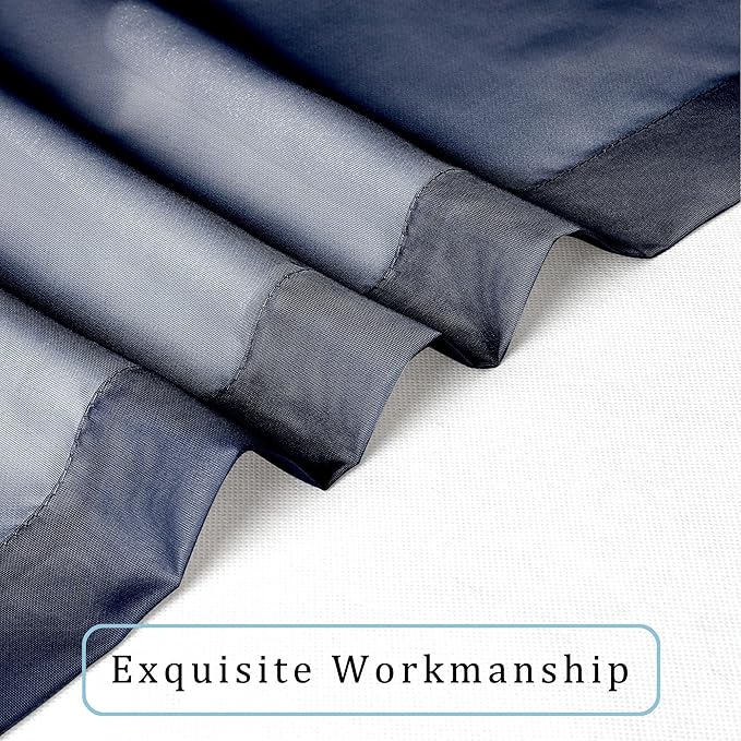 OWENIE Navy Blue Sheer Curtains 90 Inches Long, Solid Light Filtering Sheer Curtains for Bedroom, Window Voile Sheer Curtain Panels/Drapes/Treatment for Living Room, 2Pcs, Each 42" W x 90" L Inch