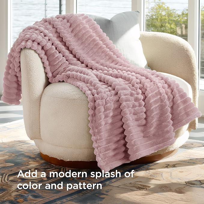 Bedsure GentleSoft Pink Fleece Blanket for Couch - Cozy Soft Blankets for Women, Cute Small Throws for Girls, Pink Decor Gifts for Home Room Office, 50x60 Inches