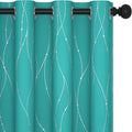 Deconovo Blackout Curtains, Thermal Insulated Soundproof Grommet Drapes, Wave Dots Silver Print, 52 x 54 Inch, Set of 2, Machine Washable Panels for Kitchen Bedroom Living Room Nursery, Turquoise