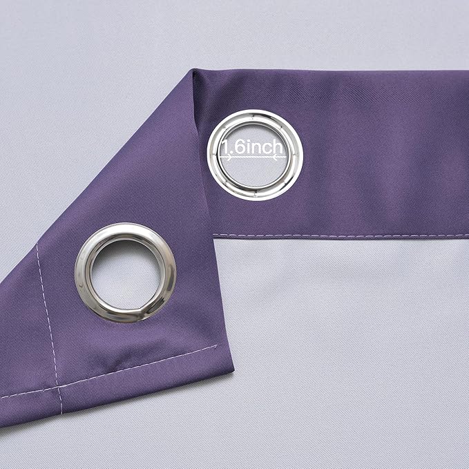 Yakamok Greyish White and Lavender Purple Ombre Curtains,Light Blocking Curtains,Room Darkening Grommet Window Drapes for Bedroom(Lavender Purple,52x63 Inch,2 Panels)
