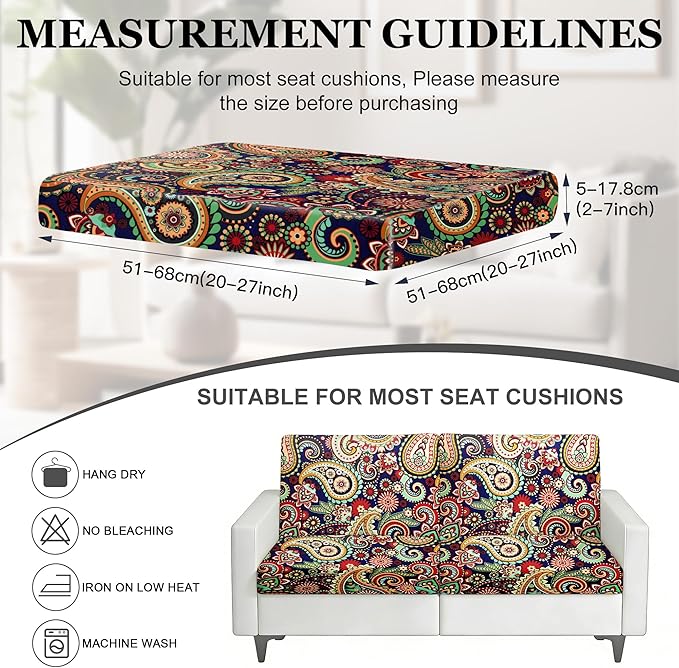 4Pcs Patio Stretch Cushion Covers,Outdoor Sofa Replacement Cover Slipcovers for Patio Furniture Cushion Covers, Washable Reusable Furniture Protector