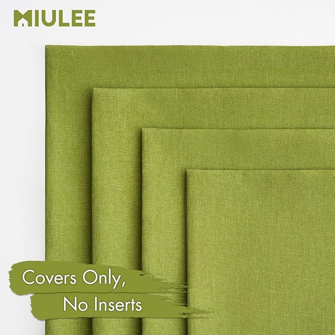 MIULEE Pack of 4 Decorative Outdoor Throw Pillow Covers Linen Waterproof Pillow Covers Spring Farmhouse Cushion Cases for Patio Garden Tent Balcony Couch Sofa 16x16 inch Moss Green