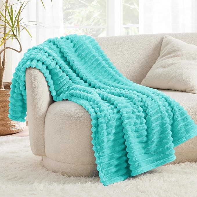 Bedsure GentleSoft Blue Fog Fleece Blanket for Couch - Cozy Soft Blankets for Women, Cute Small Throws for Girls, 60x80 Inches