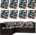 8Pcs Outdoor Cushion Covers, Patio Cushion Covers,Stretch Elastic Slipcovers, Replacement Washable & Reusable Furniture Protector for Patio Couch(Dream Feather,8PCS)